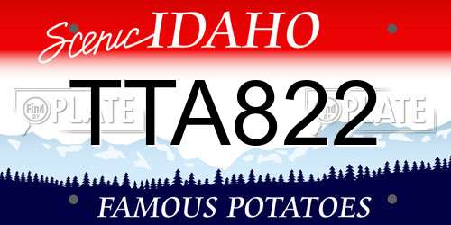 TTA822 Idaho License Plate