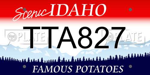TTA827 Idaho License Plate