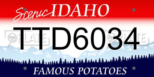 TTD6034 Idaho License Plate