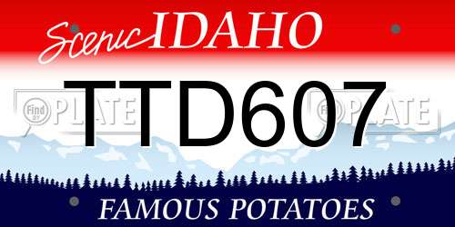 TTD607 Idaho License Plate