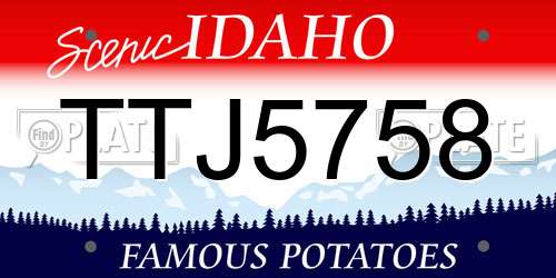 TTJ5758 Idaho License Plate