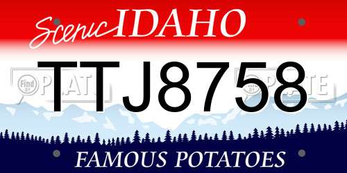 TTJ8758 Idaho License Plate