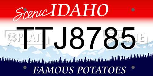 TTJ8785 Idaho License Plate