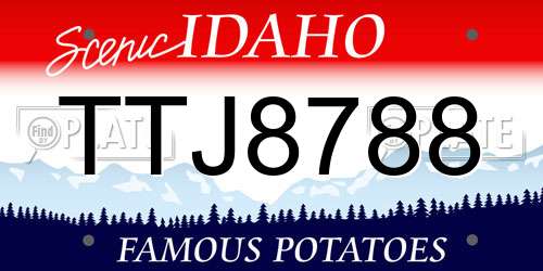 TTJ8788 Idaho License Plate