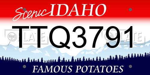 TTQ3791 Idaho License Plate