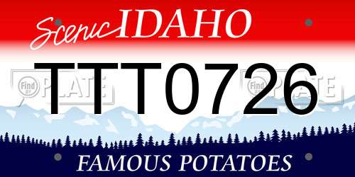 TTT0726 Idaho License Plate