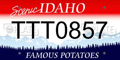 TTT0857 Idaho License Plate
