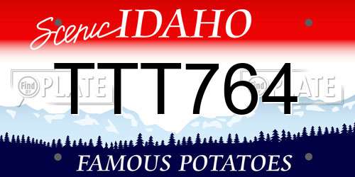 TTT764 Idaho License Plate