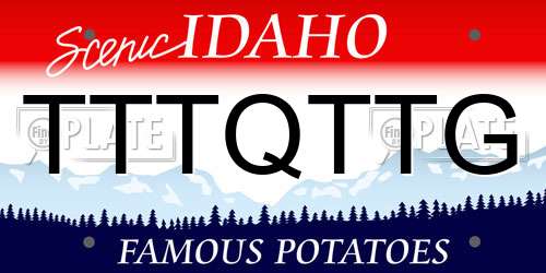 TTTQTTG Idaho License Plate