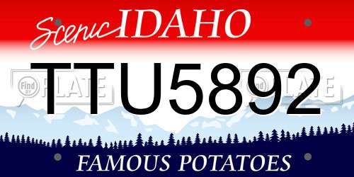 TTU5892 Idaho License Plate
