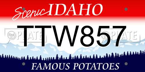 TTW857 Idaho License Plate
