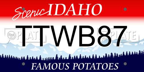 TTWB87 Idaho License Plate