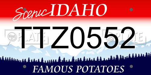 TTZ0552 Idaho License Plate