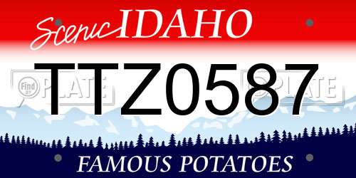 TTZ0587 Idaho License Plate
