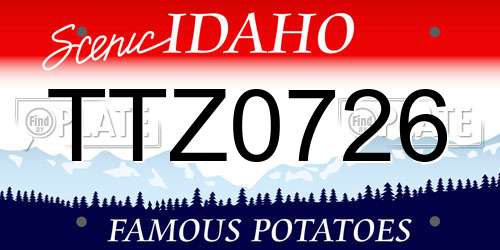 TTZ0726 Idaho License Plate