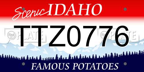 TTZ0776 Idaho License Plate
