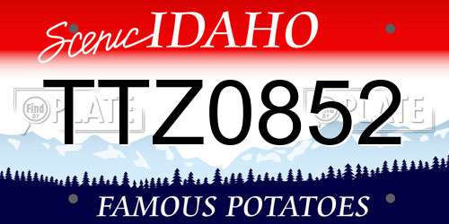 TTZ0852 Idaho License Plate