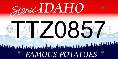 TTZ0857 Idaho License Plate