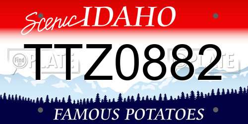 TTZ0882 Idaho License Plate