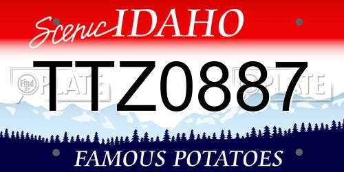 TTZ0887 Idaho License Plate