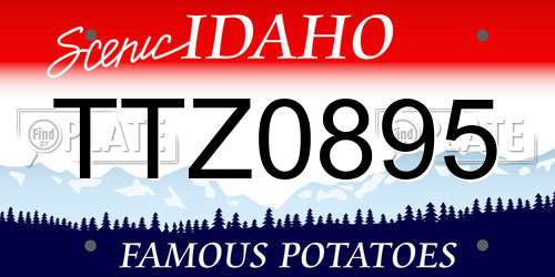 TTZ0895 Idaho License Plate