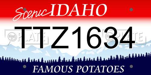 TTZ1634 Idaho License Plate