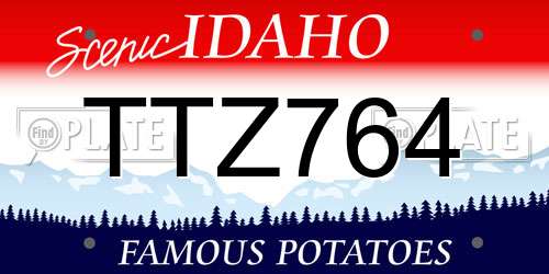 TTZ764 Idaho License Plate