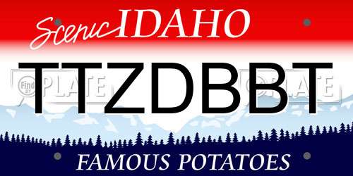 TTZDBBT Idaho License Plate