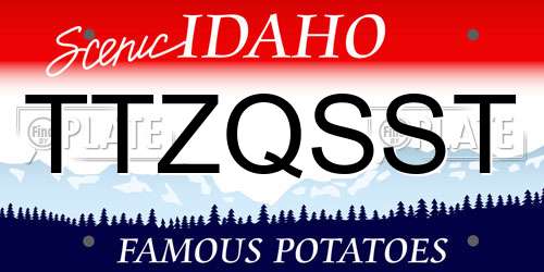 TTZQSST Idaho License Plate