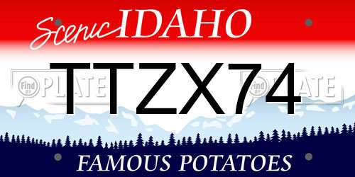 TTZX74 Idaho License Plate