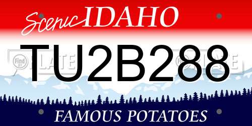 TU2B288 Idaho License Plate