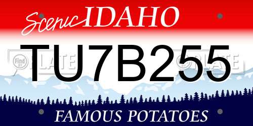 TU7B255 Idaho License Plate