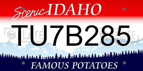 TU7B285 Idaho License Plate