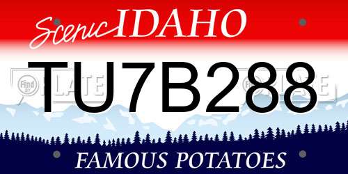 TU7B288 Idaho License Plate