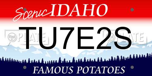 TU7E2S Idaho License Plate