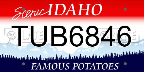 TUB6846 Idaho License Plate