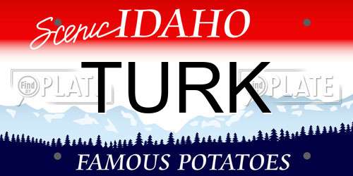 TURK Idaho License Plate