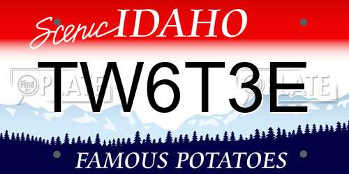 TW6T3E Idaho License Plate