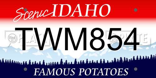 TWM854 Idaho License Plate