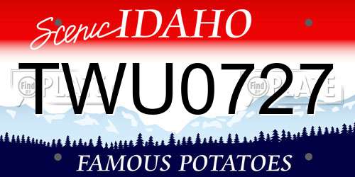 TWU0727 Idaho License Plate