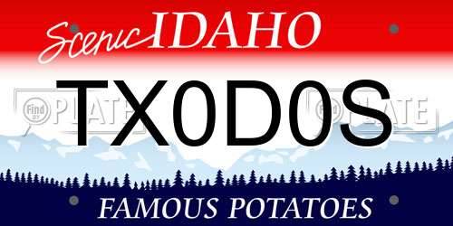TX0D0S Idaho License Plate