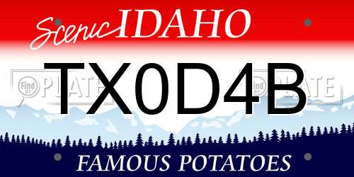 TX0D4B Idaho License Plate