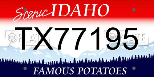 TX77195 Idaho License Plate