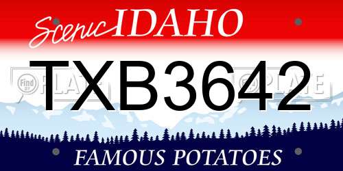 TXB3642 Idaho License Plate