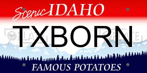 TXBORN Idaho License Plate