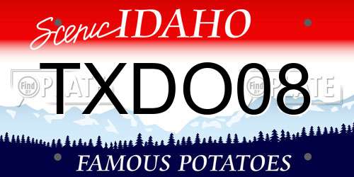 TXDO08 Idaho License Plate