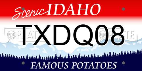 TXDQ08 Idaho License Plate