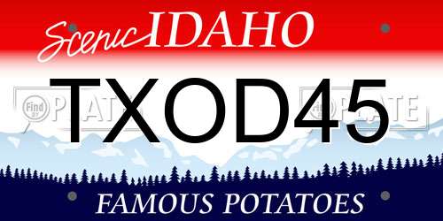 TXOD45 Idaho License Plate