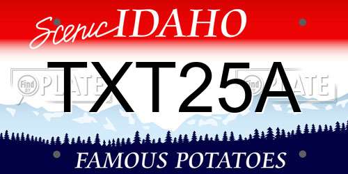 TXT25A Idaho License Plate