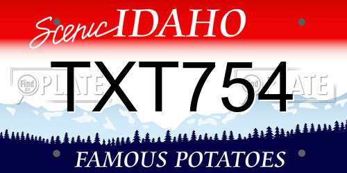 TXT754 Idaho License Plate